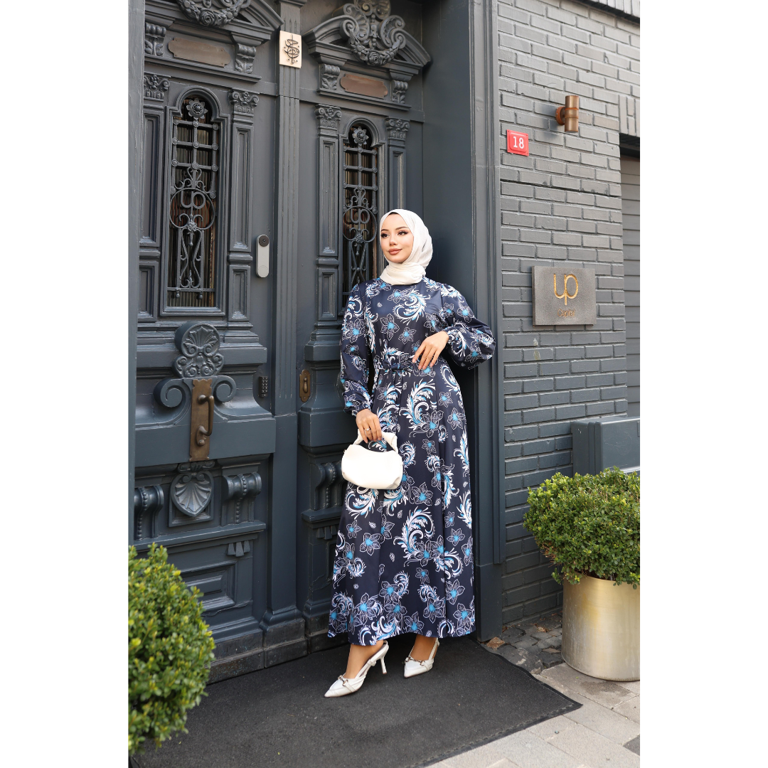 MEVA – Maxikleid mit floralem Barockmuster