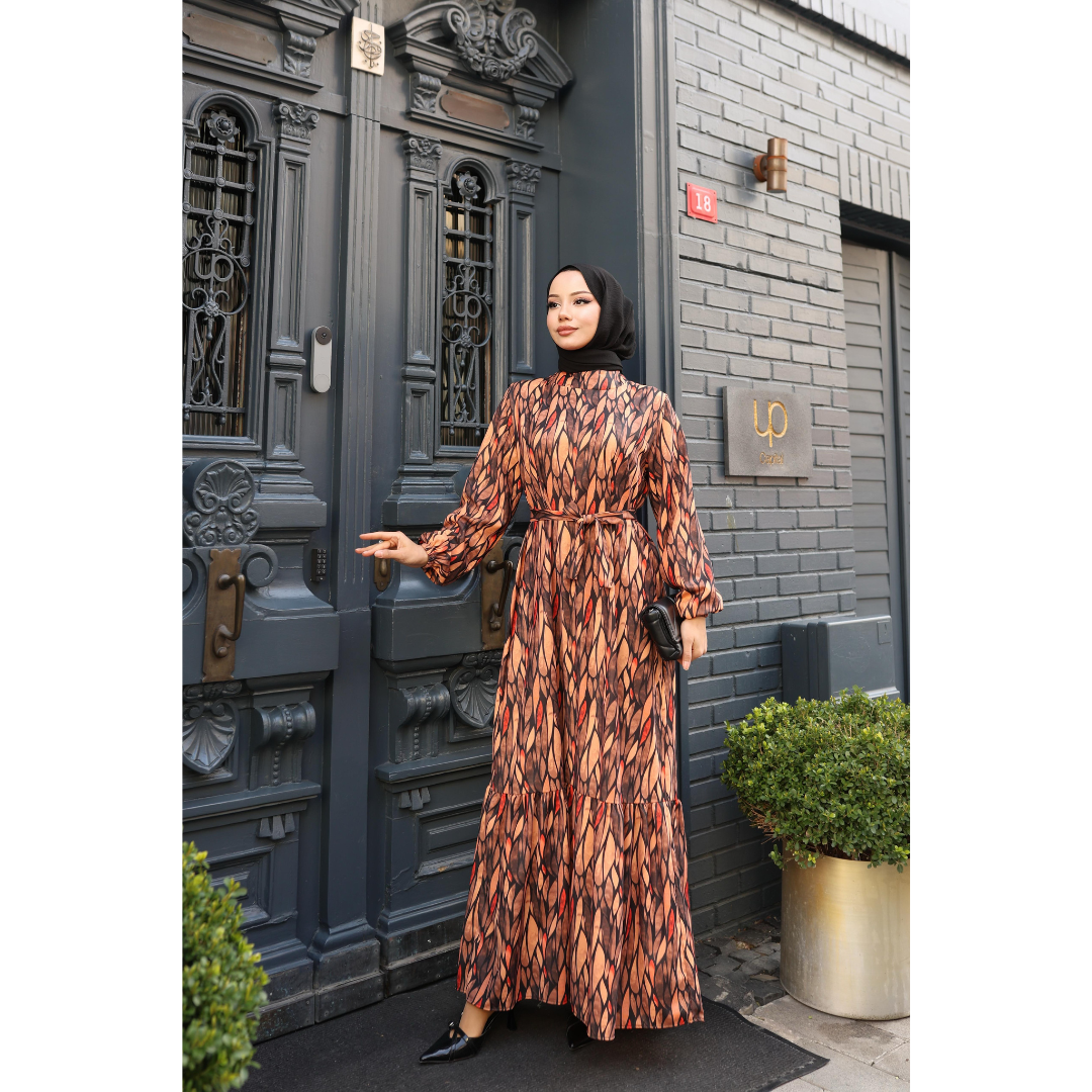YAPRAK – Maxikleid mit Blätterprint