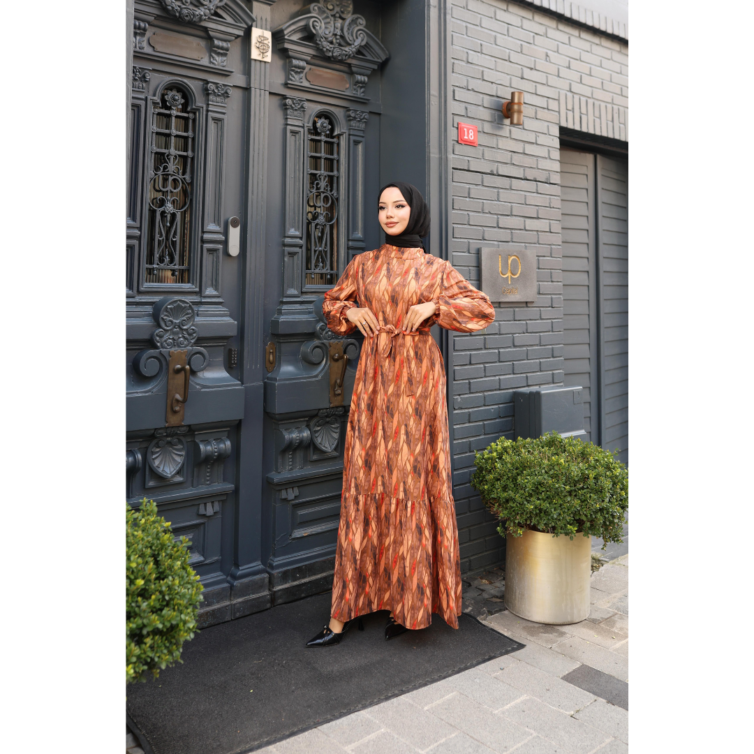 YAPRAK – Maxikleid mit Blätterprint