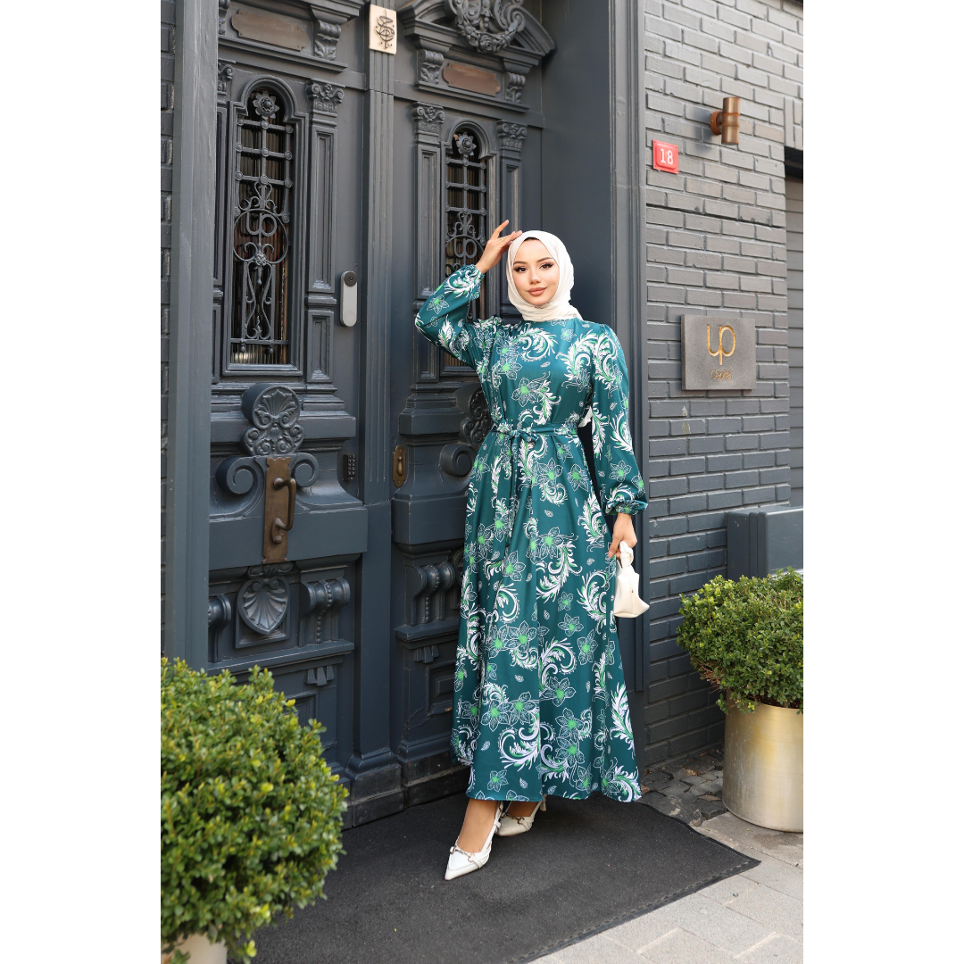 MEVA – Maxikleid mit floralem Barockmuster