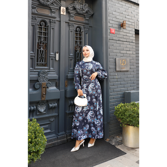 MEVA – Maxikleid mit floralem Barockmuster