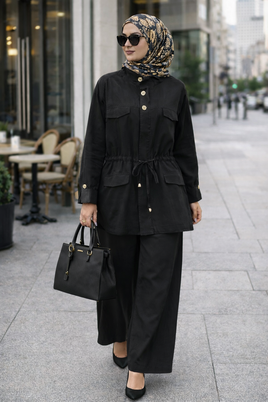 Modernes Modest Zweiteiler-Set – Kupra Stoff