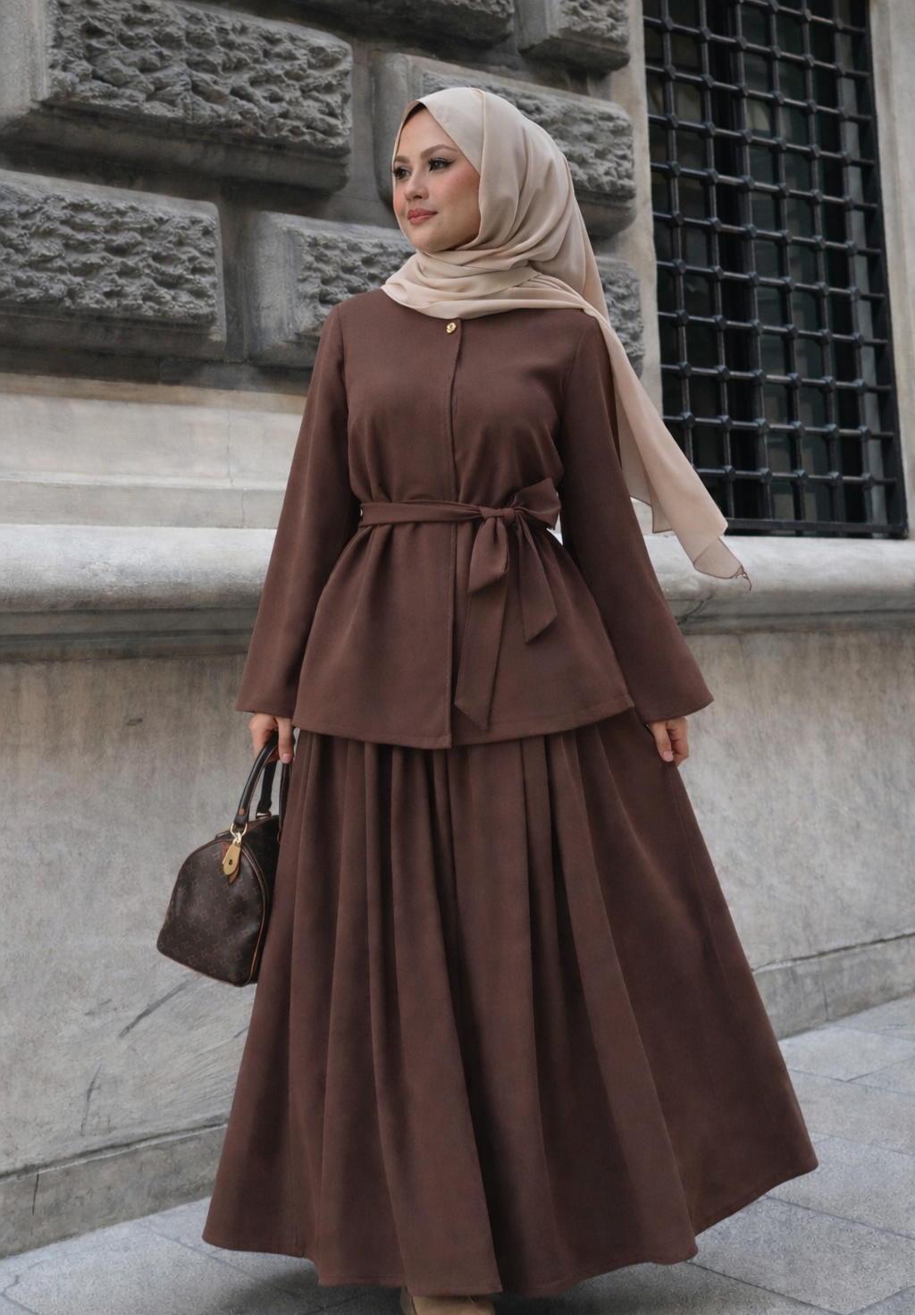 Elegantes Zweiteiler-Set – A-Linien Schnitt mit leicht ausgestellten Ärmeln | Kuba Stoff