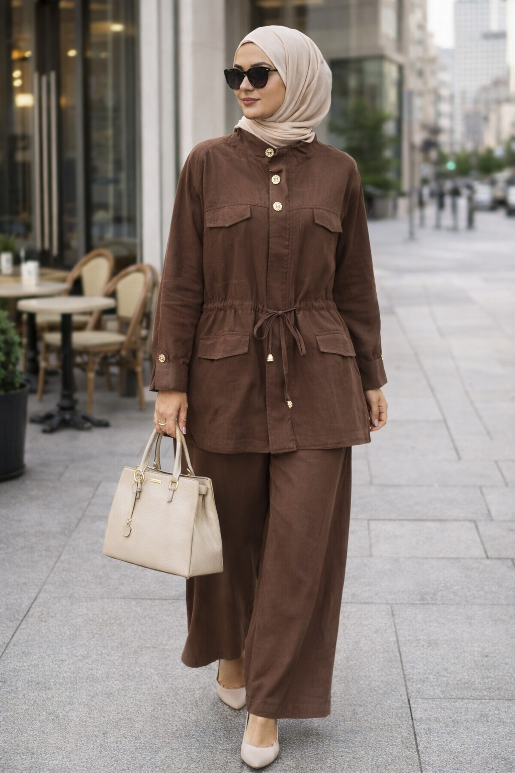 Modernes Modest Zweiteiler-Set – Kupra Stoff