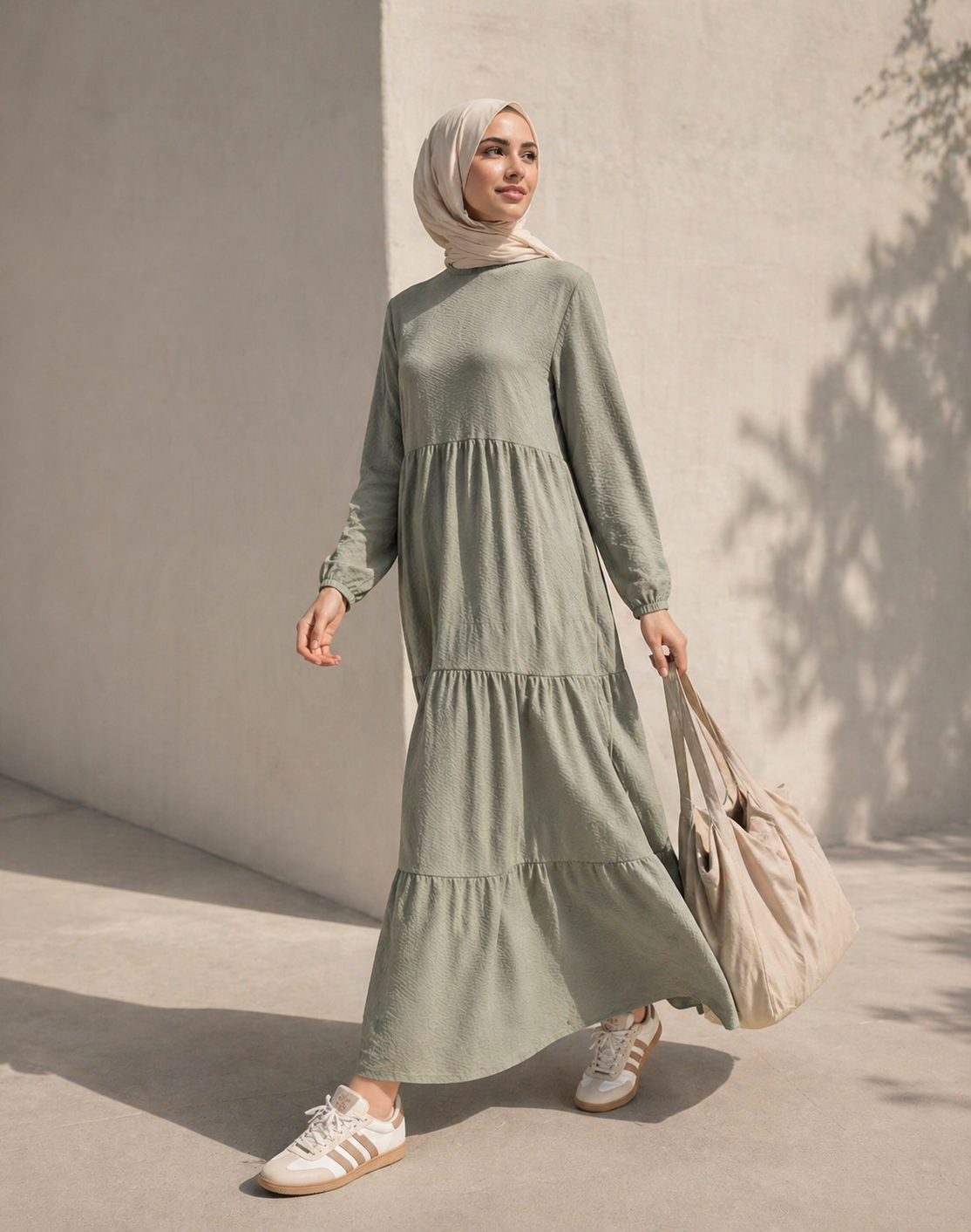 Ayla Gofre Stufenkleid – Luftiges Maxi Kleid