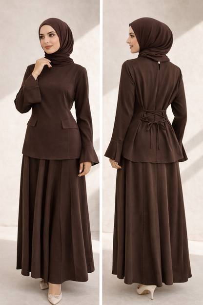 Elegantes 2-Teiler Set mit Rock – fließender Fall & Taillenbindung