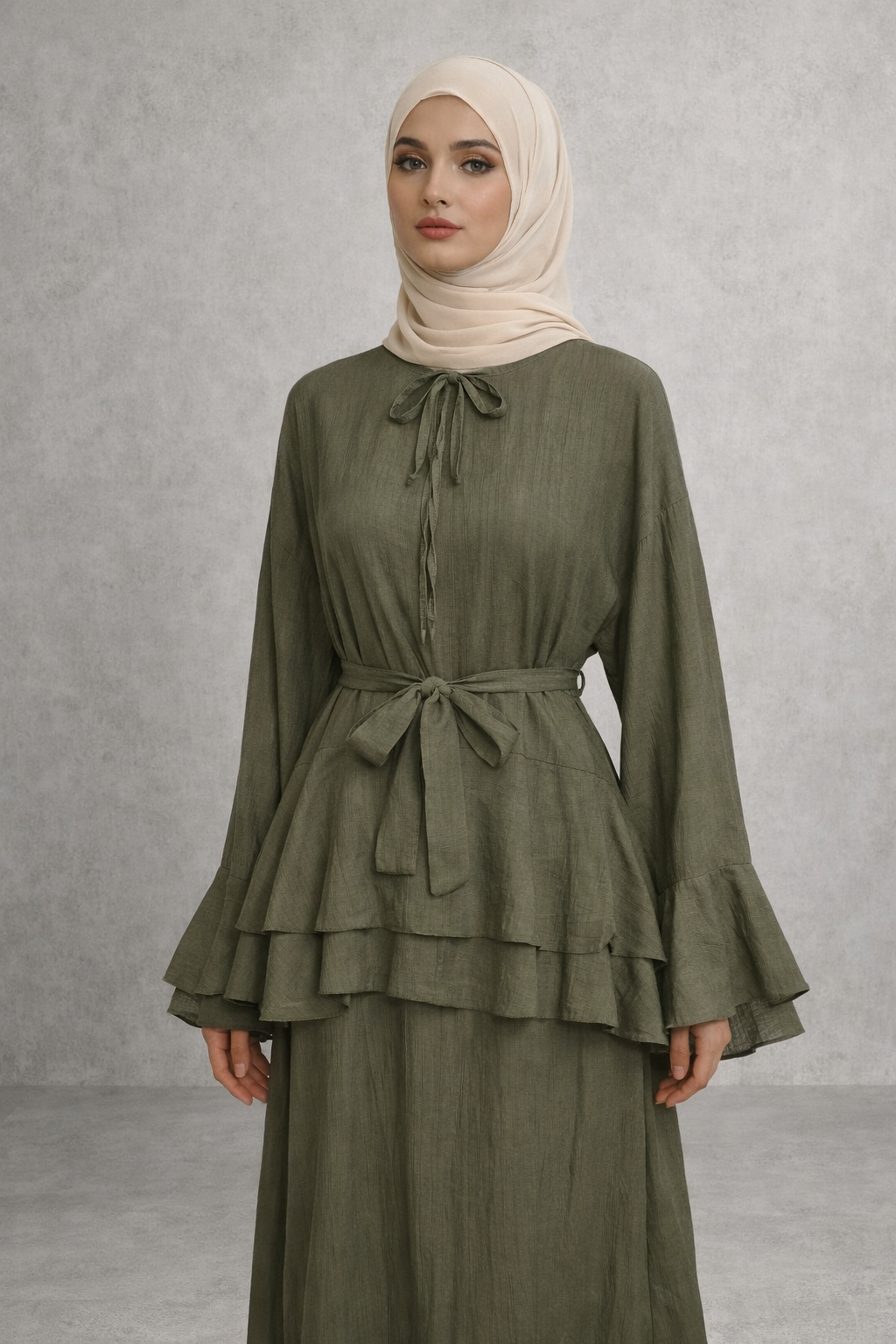 Elegantes 2-Teiler Set Fließender Rock & Volant Bluse