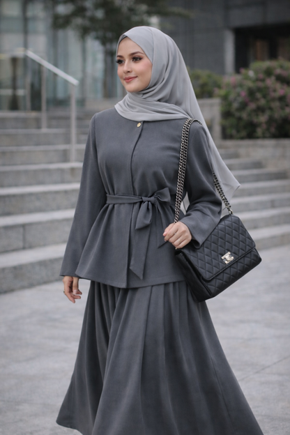 Elegantes Zweiteiler-Set – A-Linien Schnitt mit leicht ausgestellten Ärmeln | Kuba Stoff