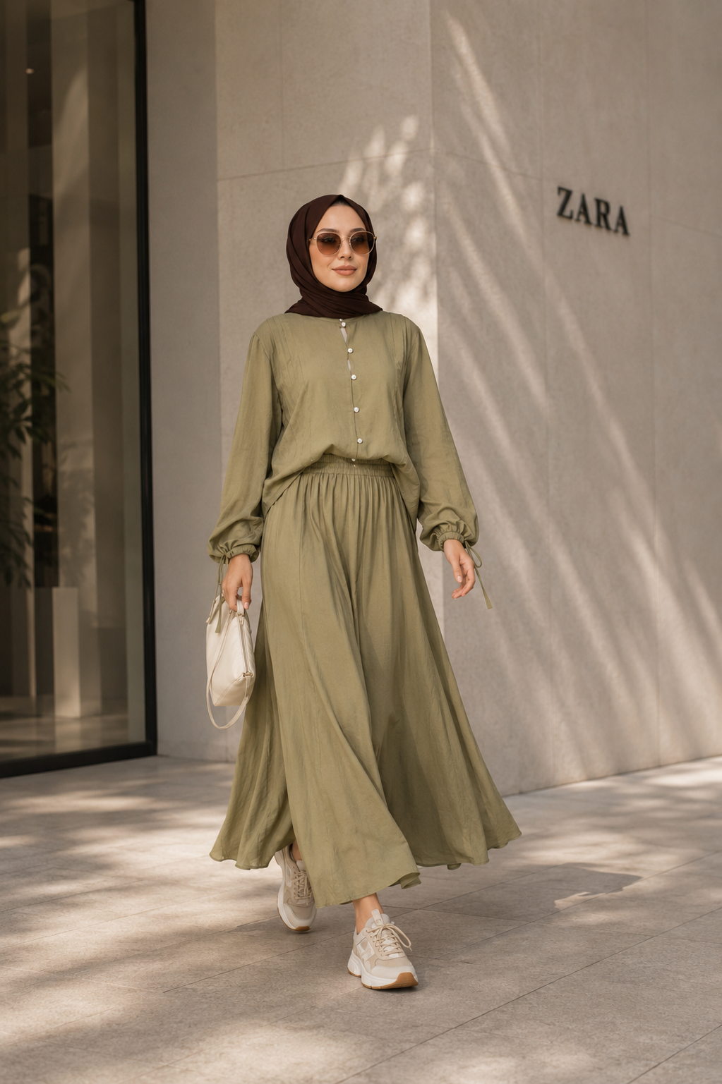 Modal Zweiteiler mit –Edler Rock & Bluse