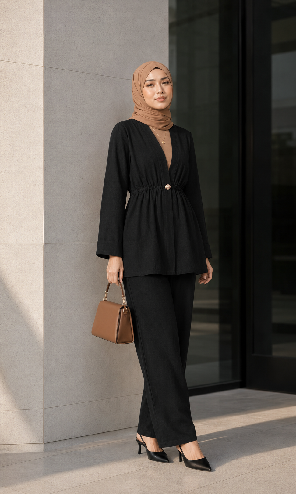 Elegantes Leinen-Set mit elastischer Taille