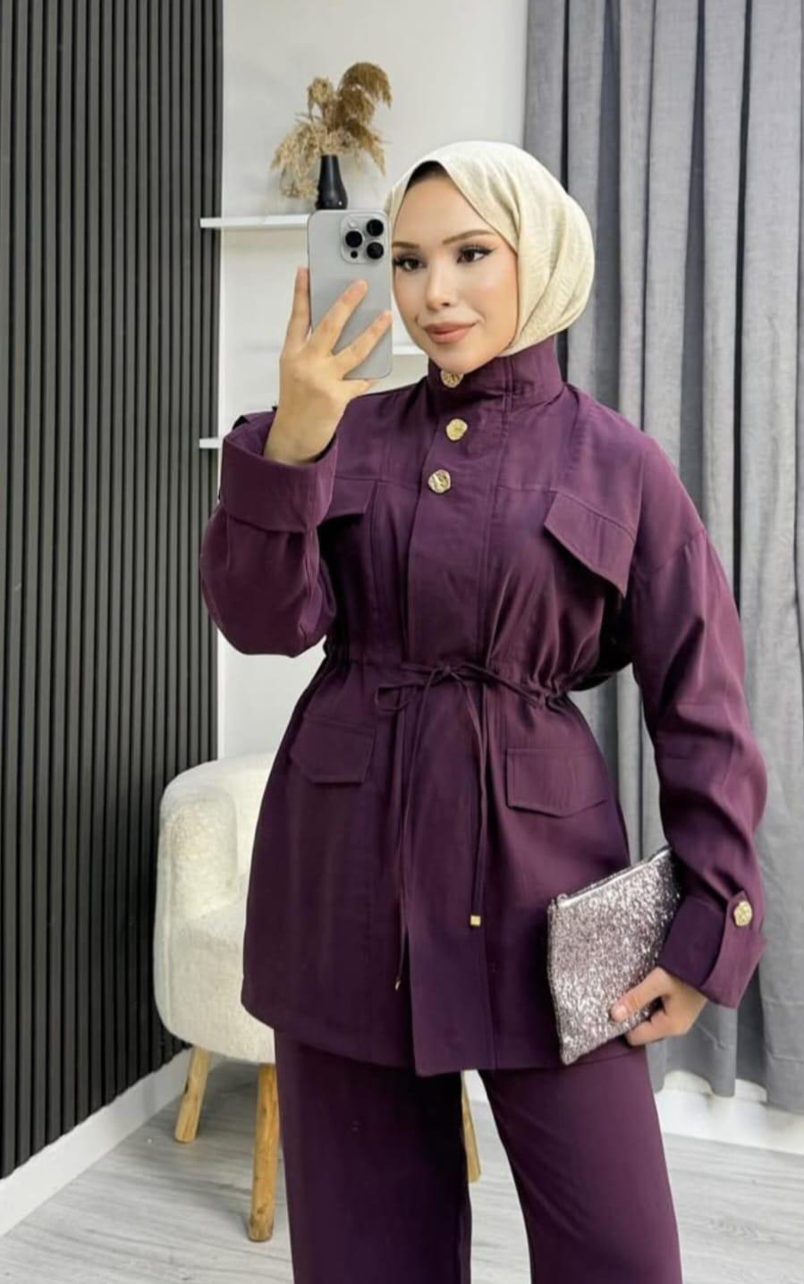 Modernes Modest Zweiteiler-Set – Kupra Stoff