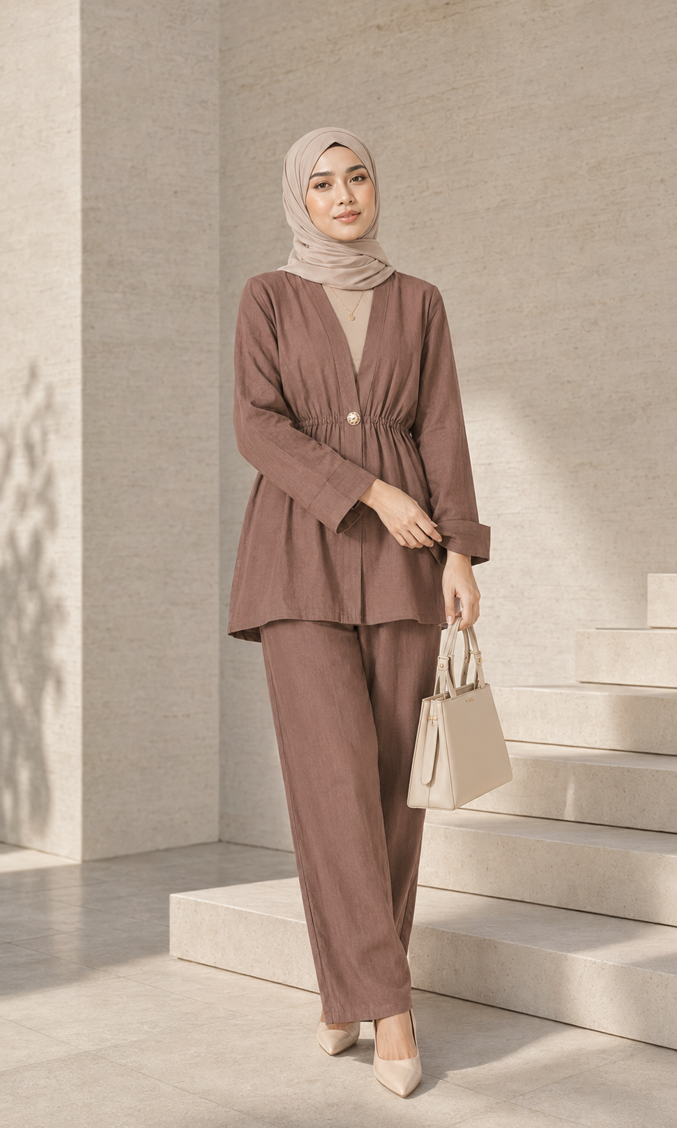 Elegantes Leinen-Set mit elastischer Taille