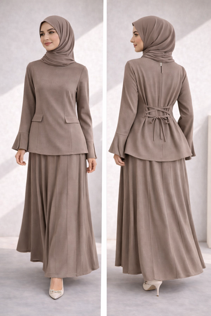 Elegantes 2-Teiler Set mit Rock – fließender Fall & Taillenbindung