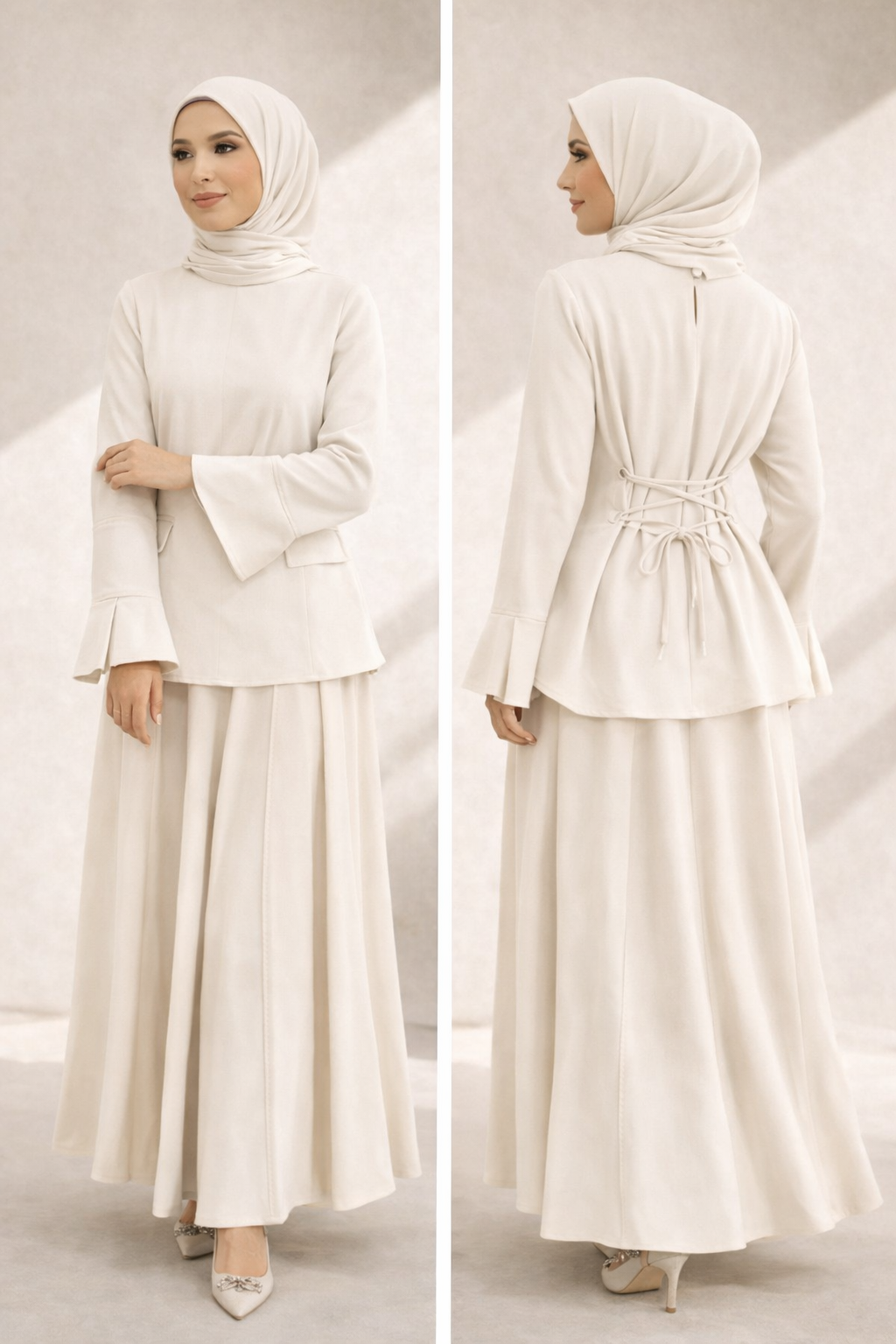 Elegantes 2-Teiler Set mit Rock – fließender Fall & Taillenbindung