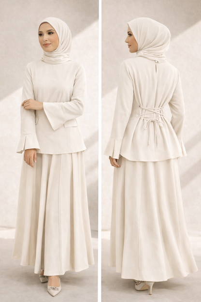 Elegantes 2-Teiler Set mit Rock – fließender Fall & Taillenbindung