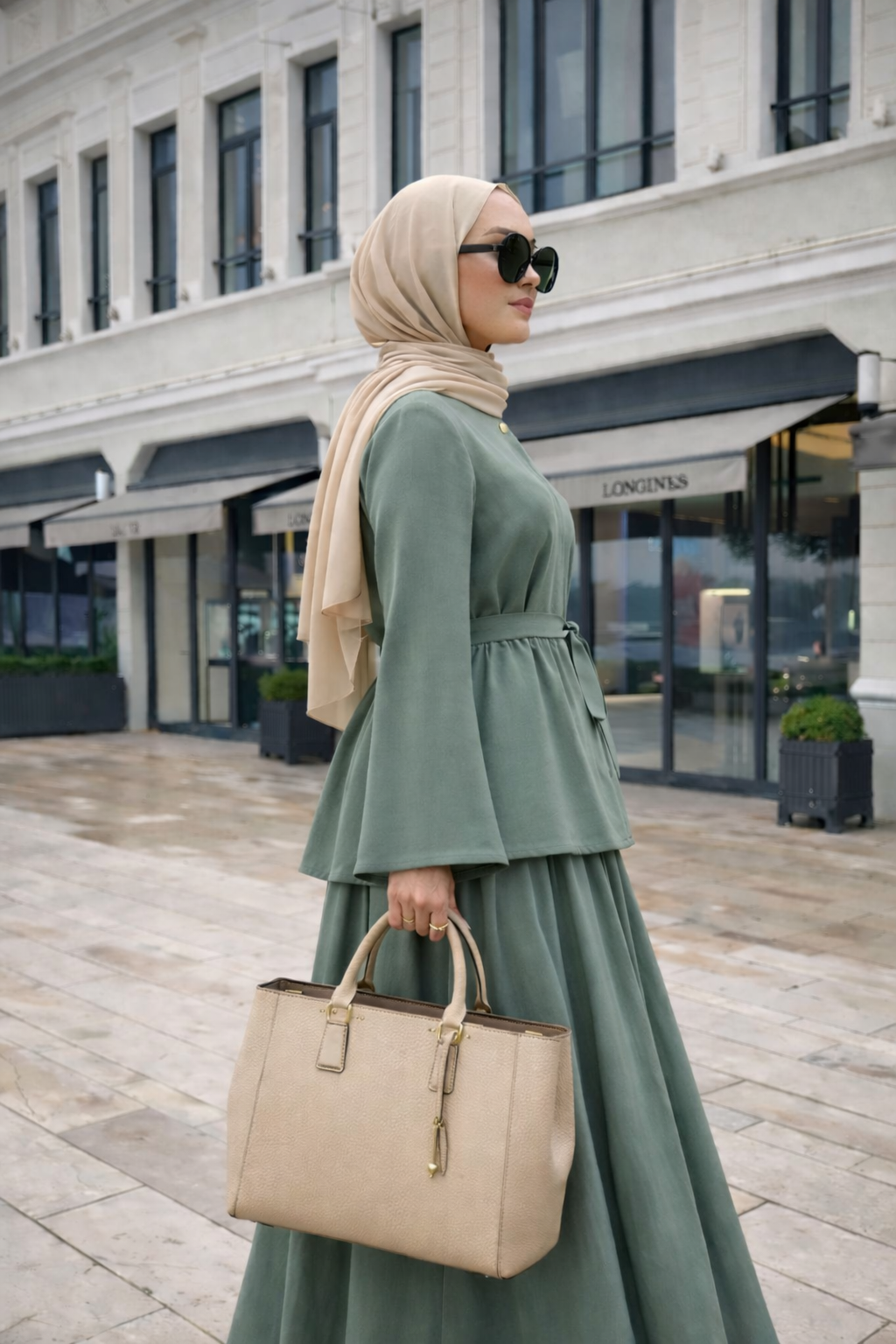 Elegantes Zweiteiler-Set – A-Linien Schnitt mit leicht ausgestellten Ärmeln | Kuba Stoff