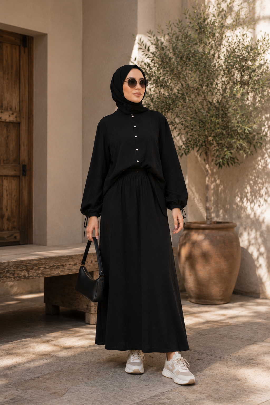 Modal Zweiteiler mit –Edler Rock & Bluse