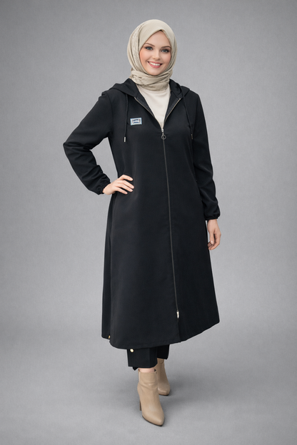 Baumwoll Trenchcoat Damen – Wasserabweisender Regenmantel mit Kapuze