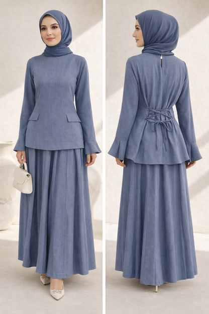 Elegantes 2-Teiler Set mit Rock – fließender Fall & Taillenbindung