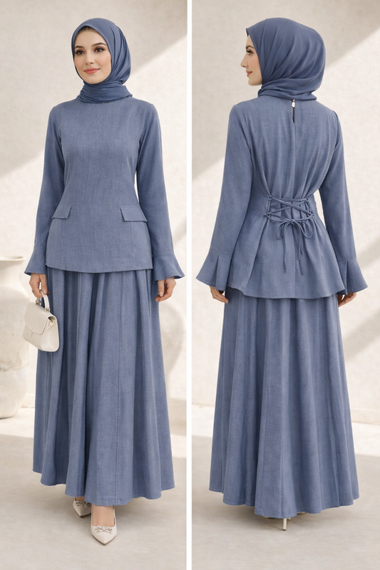 Elegantes 2-Teiler Set mit Rock – fließender Fall & Taillenbindung