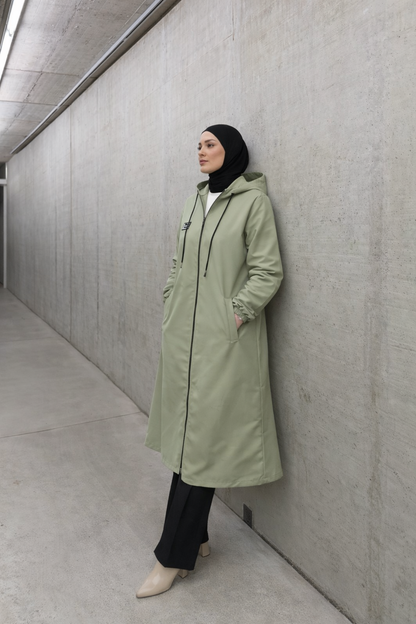 Baumwoll Trenchcoat Damen – Wasserabweisender Regenmantel mit Kapuze