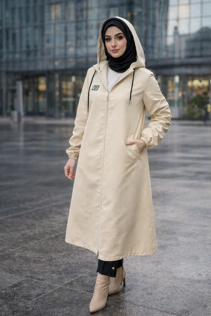 Baumwoll Trenchcoat Damen – Wasserabweisender Regenmantel mit Kapuze