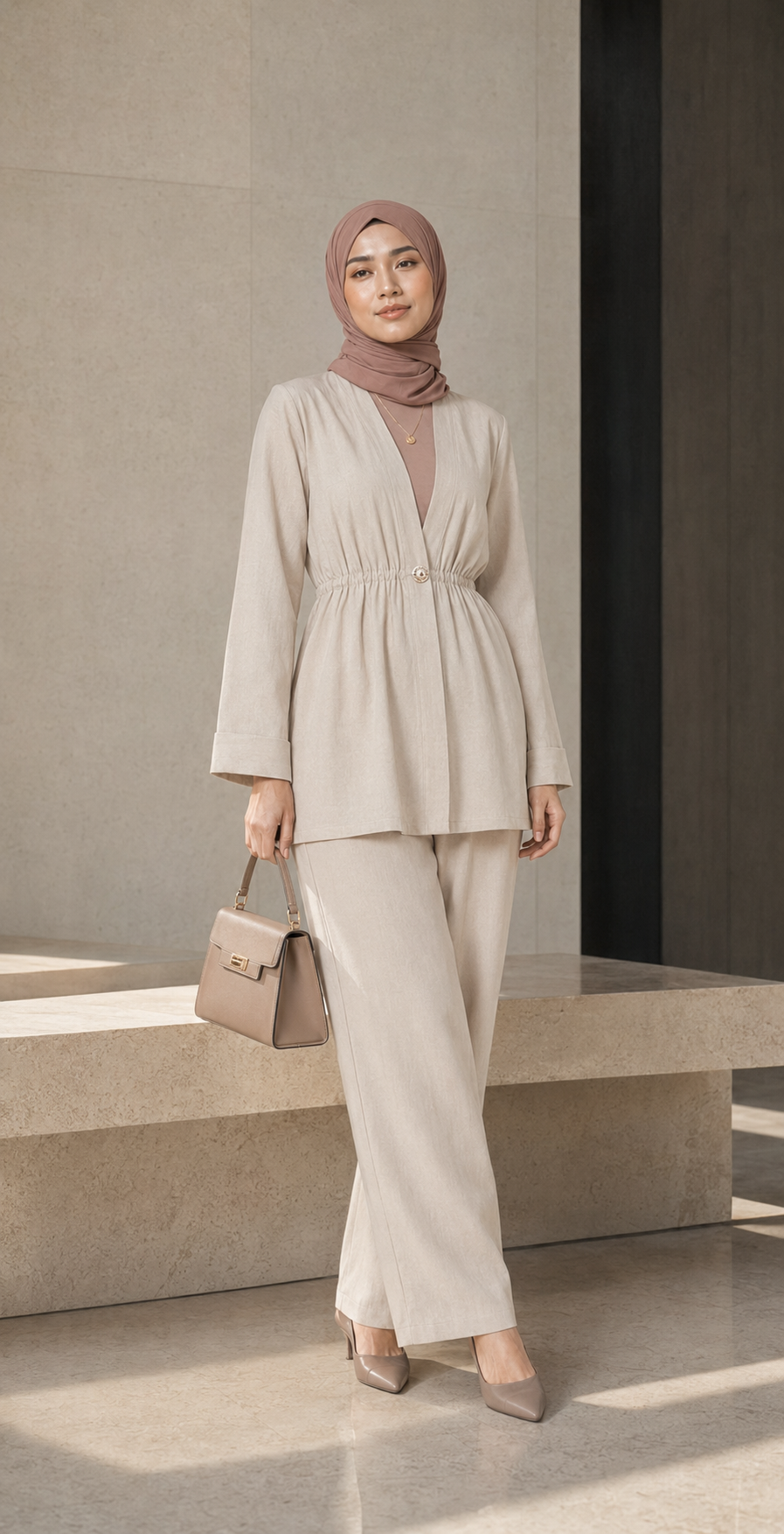 Elegantes Leinen-Set mit elastischer Taille