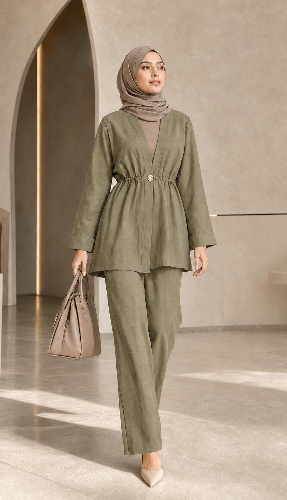 Elegantes Leinen-Set mit elastischer Taille