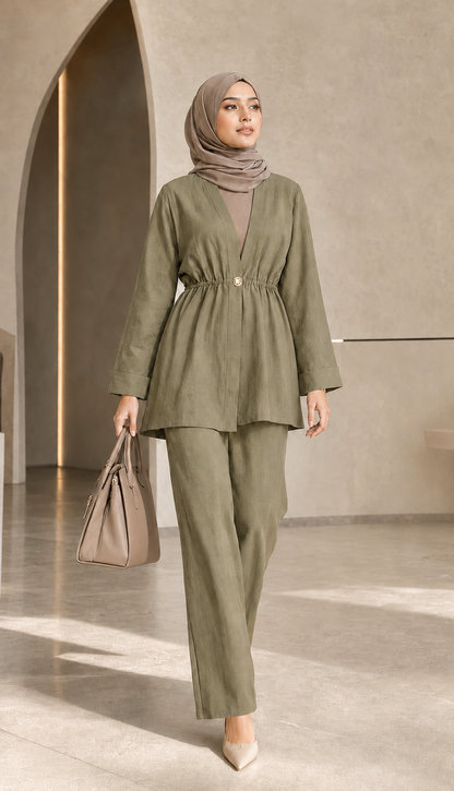 Elegantes Leinen-Set mit elastischer Taille