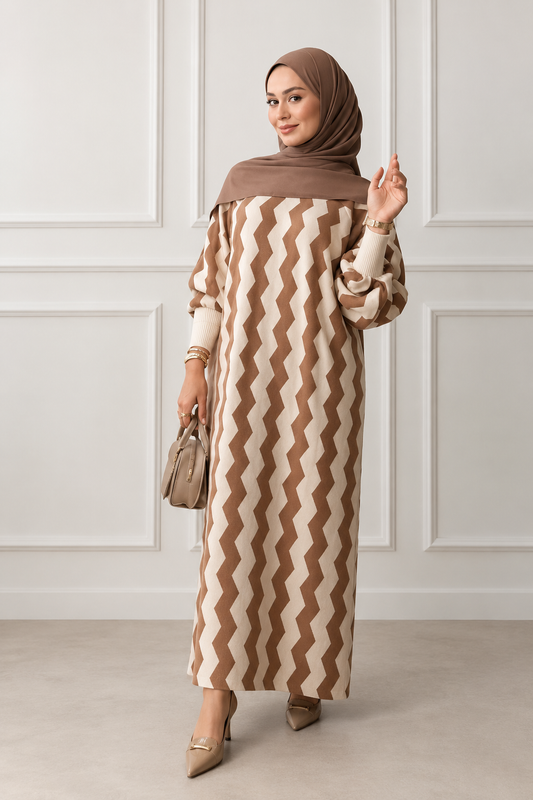 Zickzack-Strickkleid