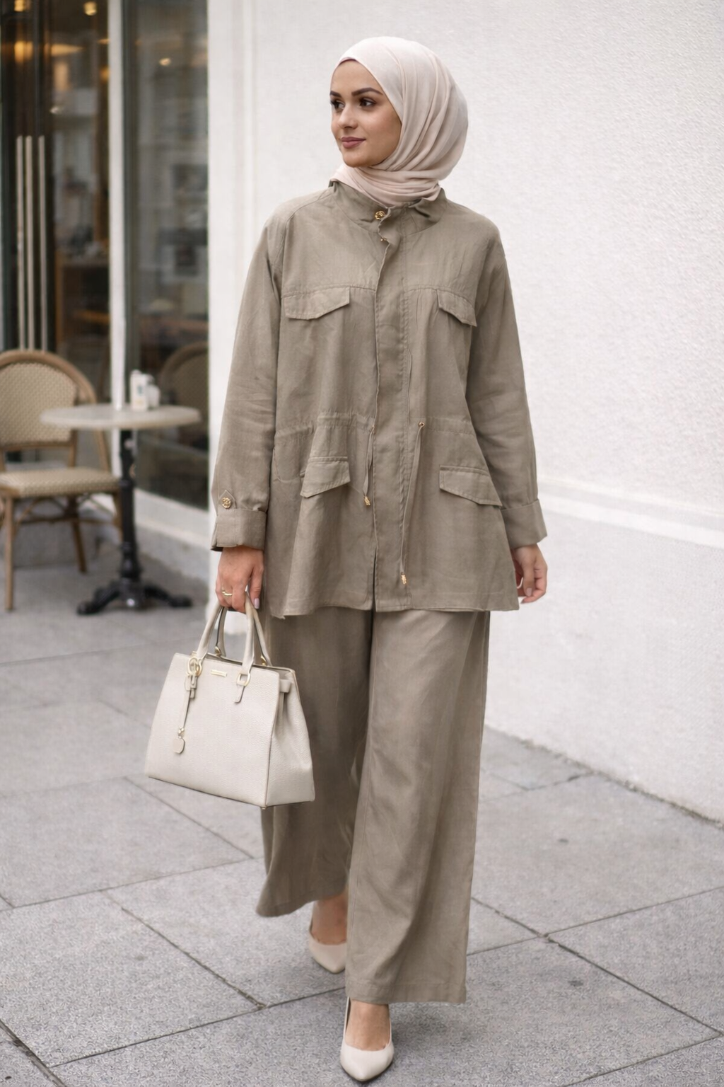 Modernes Modest Zweiteiler-Set – Kupra Stoff