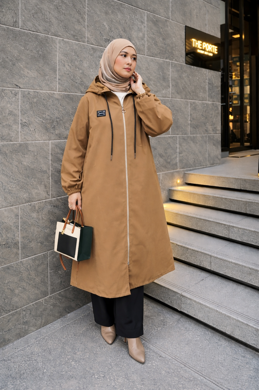 Baumwoll Trenchcoat Damen – Wasserabweisender Regenmantel mit Kapuze